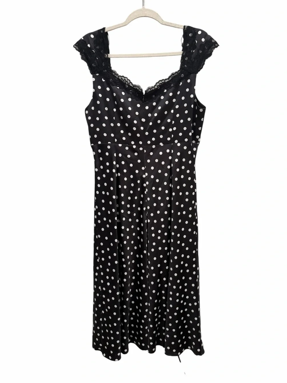 Adrianna Papell Black White Satin Polka Dot Midi Dress size 12 NWT - Picture 9 of 9